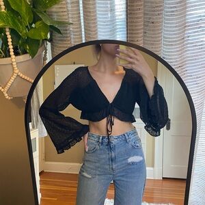 UO Celeste Textured Long Sleeve Blouse